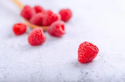 Ripe raspberry on white background. Stock Photos