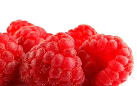 Ripe raspberry on a white background. Raspberry berries. Stock Photos
