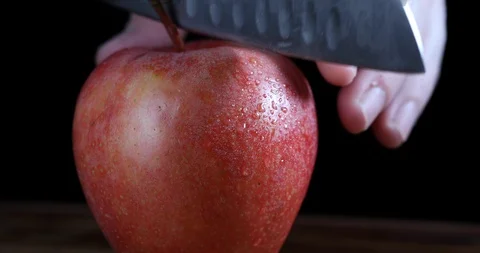 Ripe red apple with drops of water Stock Footage 129223048