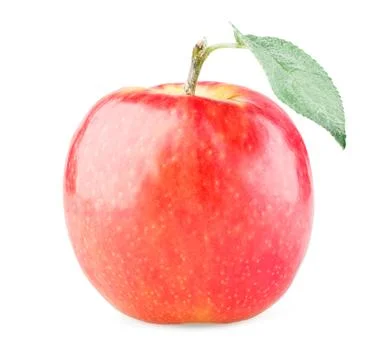 Ripe red apple with leaf Stock Photos