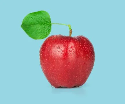 Ripe red apple with a leaf Stock Photos