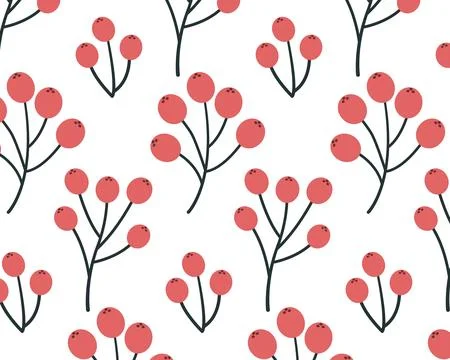 Ripe red berries. Spring pattern. Vector illustration Illustration