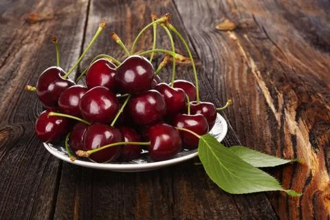 Ripe red cherries Stock Photos