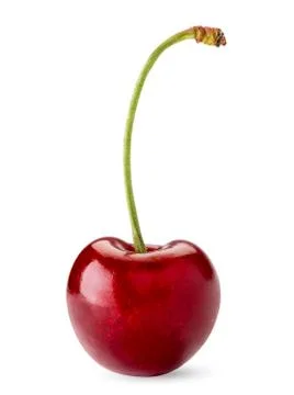 Ripe red cherry close up on a white. Isolated. Foto stock