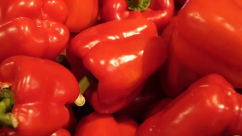 Ripe red pepper. Slow motion Stock Footage 92331568