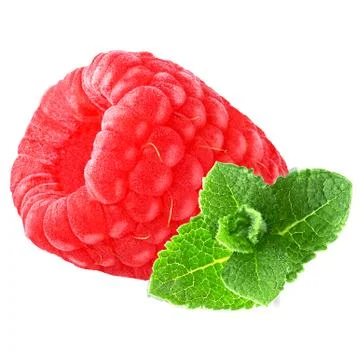 Ripe red raspberry isolated on white background Stock Photos