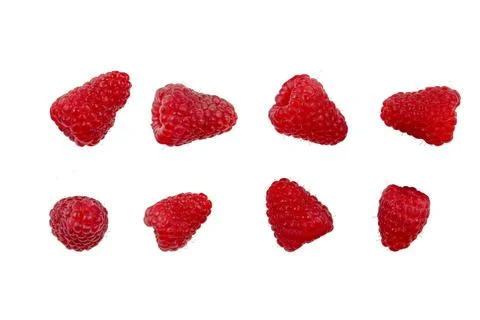 Ripe red raspberry isolated on white background. Clipping path. Stock Photos