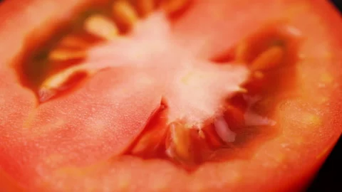 Ripe red sliced tomatoes.  One  ingredients  of healthy food Macro shot. Stock Footage 195284783