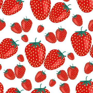 Ripe red strawberries seamless pattern. Vector illustration. Fruit print Stock Illustration