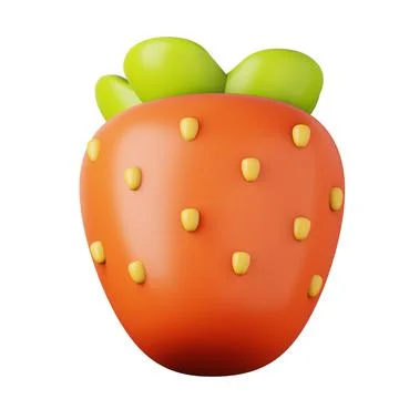Ripe red strawberry 3d render illustration. イラスト素材