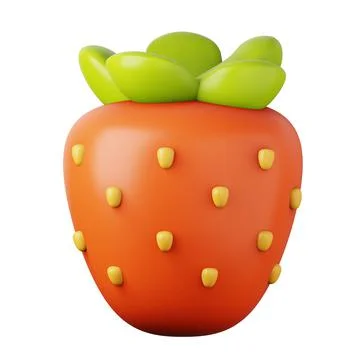 Ripe red strawberry 3d render illustration. 스톡 일러스트