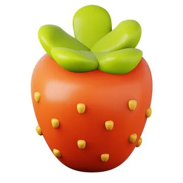 Ripe red strawberry 3d render illustration. Stock Illustration