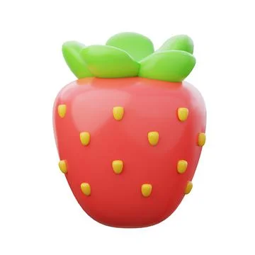 Ripe red strawberry 3d render illustration. Stock Photos