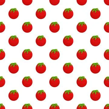 Ripe red tomatoes seamless pattern on white background Illustrazione stock