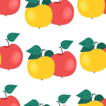 Ripe ruddy apples seamless pattern. Vector illustration. Fruit print Stock Illustration