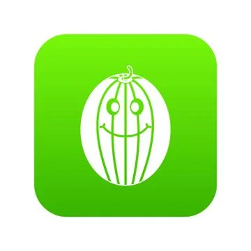 Ripe smiling melon icon digital green Ilustración de archivo