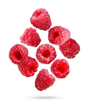 Ripe strawberries flying close-up on a white. Isolated Stock Photos