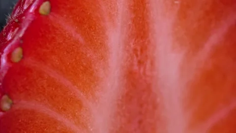 Ripe strawberries macro view. The texture of fresh strawberry. Fruit background. Stock Footage 301609362