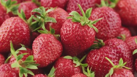 Ripe strawberries rotate macro Stock-Footage 133442402