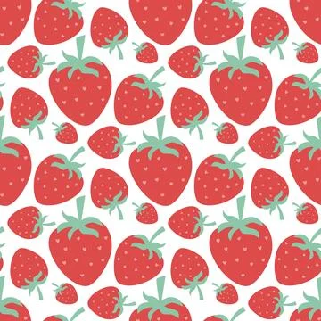 Ripe strawberries seamless pattern vector illustration イラスト素材