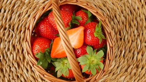 Ripe strawberry in the basket. Stock Footage 244380330