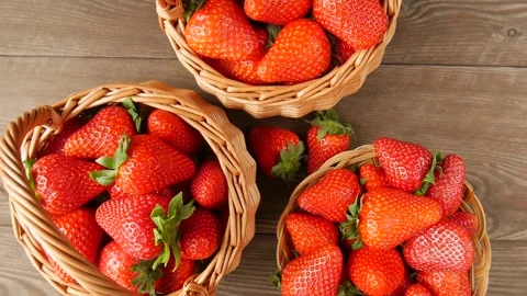 Ripe strawberry in the basket. Stock Footage 248035996