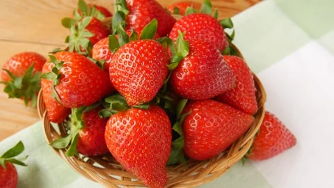 Ripe strawberry in the basket. Stock Footage 297097473