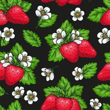 Ripe strawberry seamless pattern fabric cover tile Stock Illustration