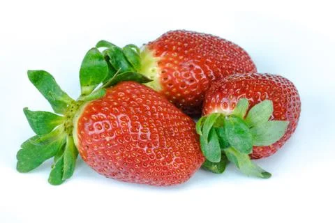 Ripe strawberry on white background. Foto stock