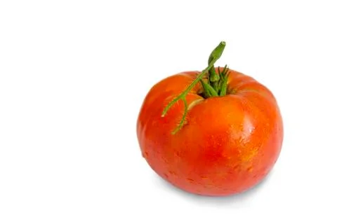 Ripe tomato on a white background. Stock Photos