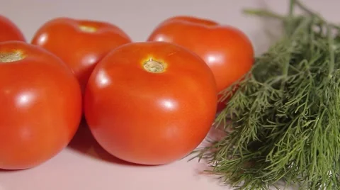 Ripe tomatoes and dill Video stock 68592377