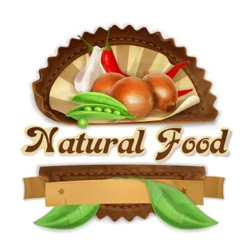 Ripe vegetables, vector label design Stock Illustration