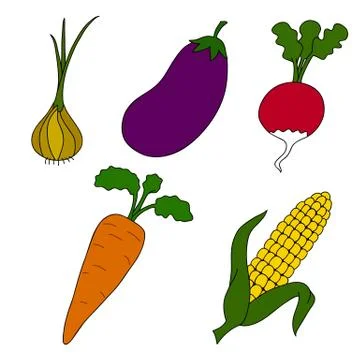 Ripe vegetables on a white background. Stock Illustration