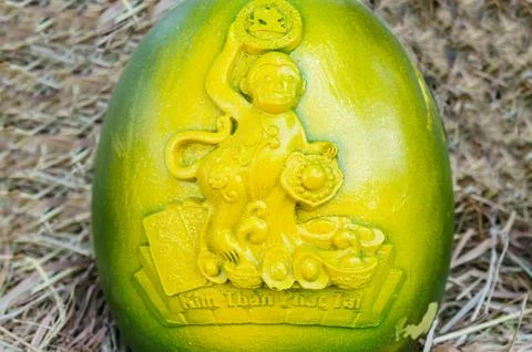 Ripe watermelon with original pattern Stock Photos