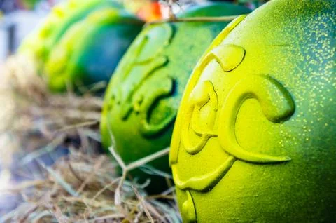 Ripe watermelon with original pattern Stock Photos
