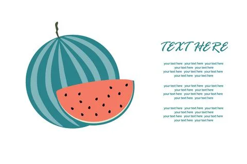 Ripe watermelon with a slice in a cut on an isolated background for an inscri Stock Illustration