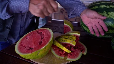 Ripe watermelons cut close-up Stock Footage 109604015