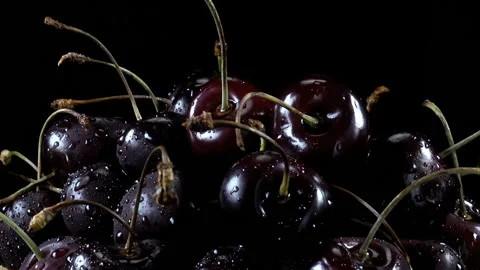 Ripe wet cherry berries Stock Footage 154845475