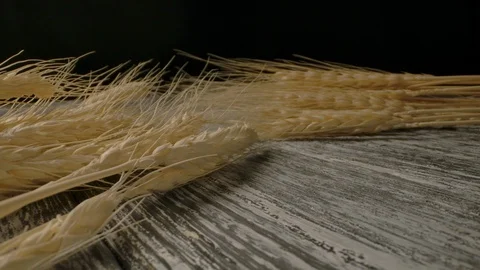 Ripe wheat placed on table. Stock Footage 123853922