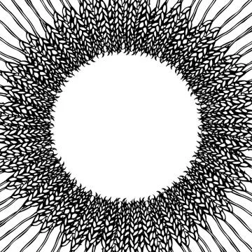 Ripe Wheat Spikelets Circle Card. Round Sun Shape Wreath of Malt with Space f Stock Illustration