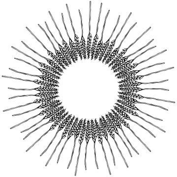 Ripe Wheat Spikelets Circle Card. Round Sun Shape Wreath of Malt with Space f Stock Illustration