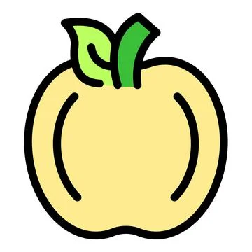 Ripe yellow apple with green leaf and stem icon showing freshness and health Stock Illustration