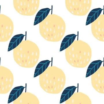 Ripe yellow apples seamless pattern. Botanical print. Modern design Stock Illustration