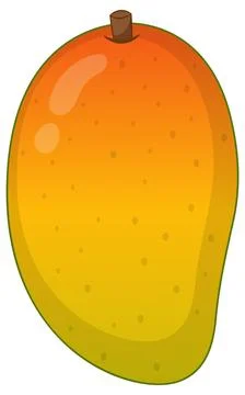 Ripe Yellow Mango Fruit Vector Illustration Isolated on White Background Illustrazione stock