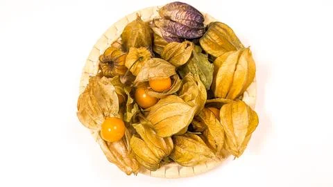 Ripe yellow physalis fruit berries or Physalis peruviana Stock Photos
