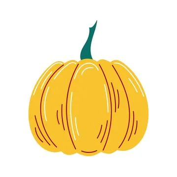 Ripe yellow pumpkin icon in flat style. Autumn vegetable harvest, Thanksgiving Stock Illustration