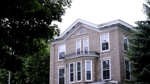 Ripon College East Hall Static CU Roofline Stock Footage 79244008