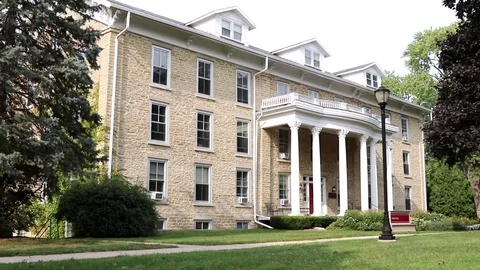 Ripon College Smith Hall Wide Angle Front Quarter WS 動画素材 79294039