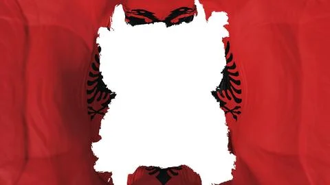 Ripped Albania flying flag, over white background, 3d rendering Stock Illustration