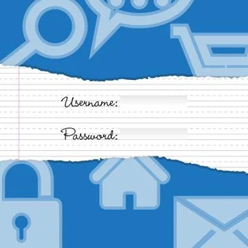 Ripped and torn login screen design Stock Illustration